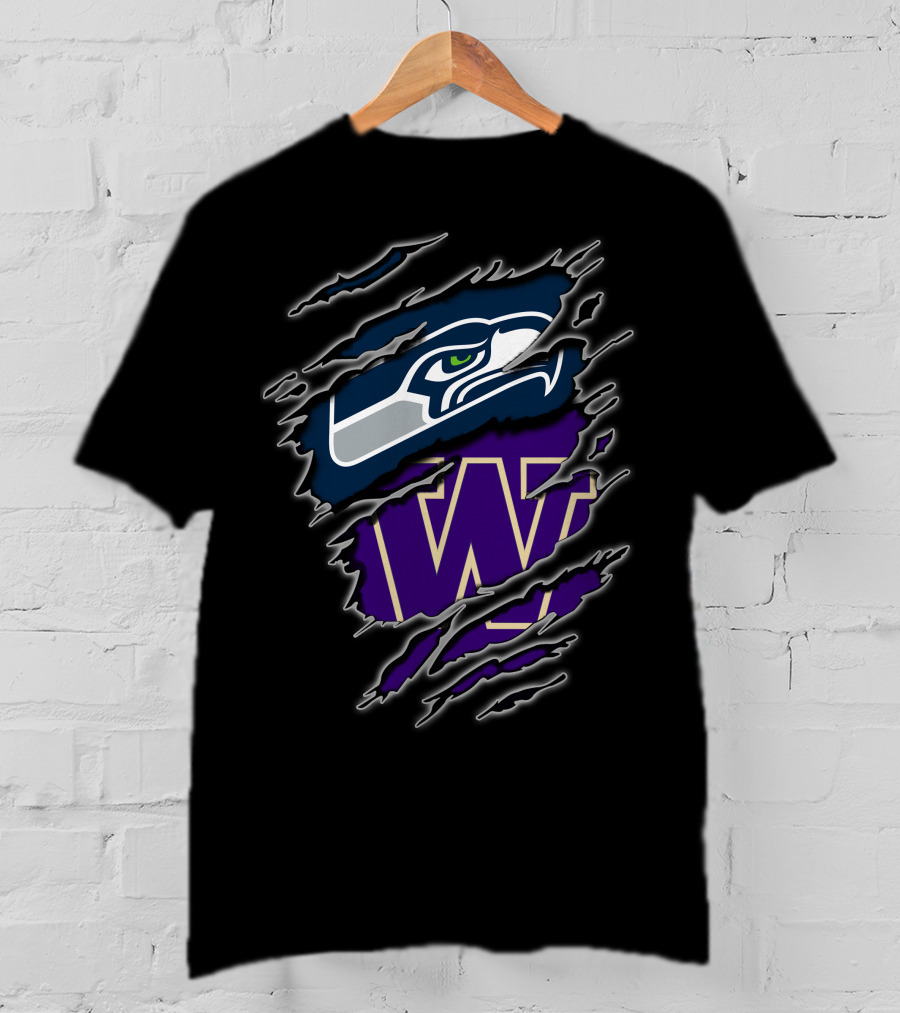 Seahawks Huskies Clawmark Logo Fusion T-Shirt
