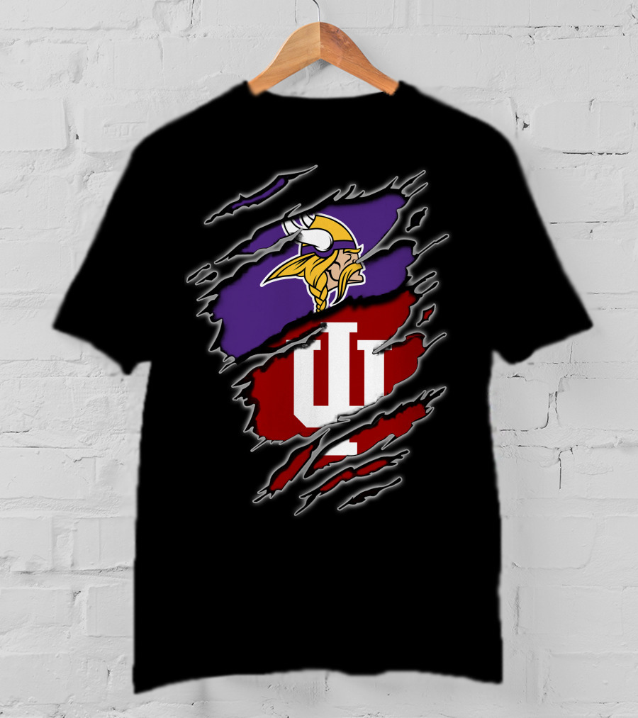 Vikings Hoosiers Minnesota NFL Indiana University Fan Logo Fusion T-Shirt