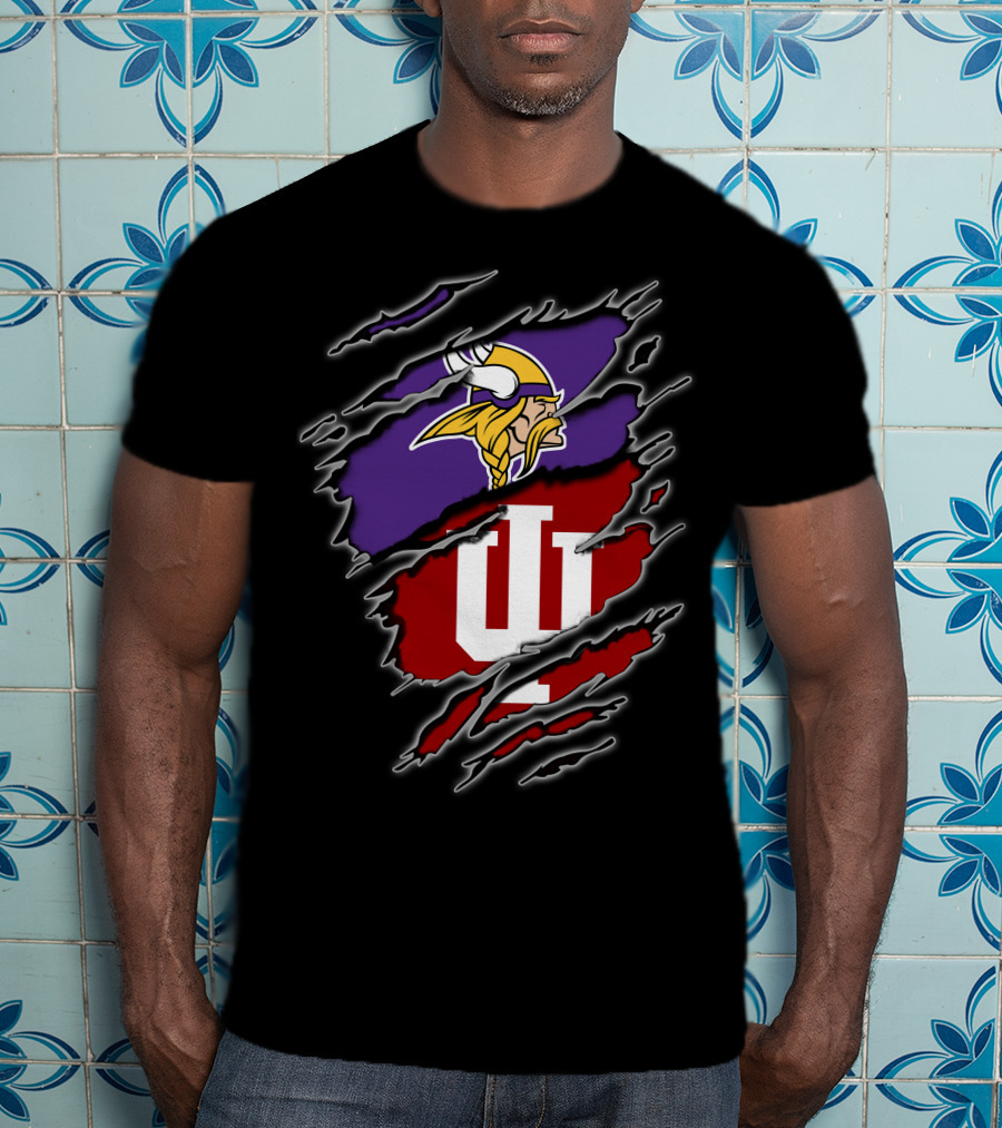 Vikings Hoosiers Minnesota NFL Indiana University Fan Logo Fusion T-Shirt