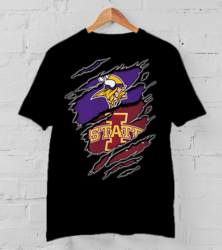 Minnesota Vikings Iowa State Cyclones Torn Claw Marks T-Shirt
