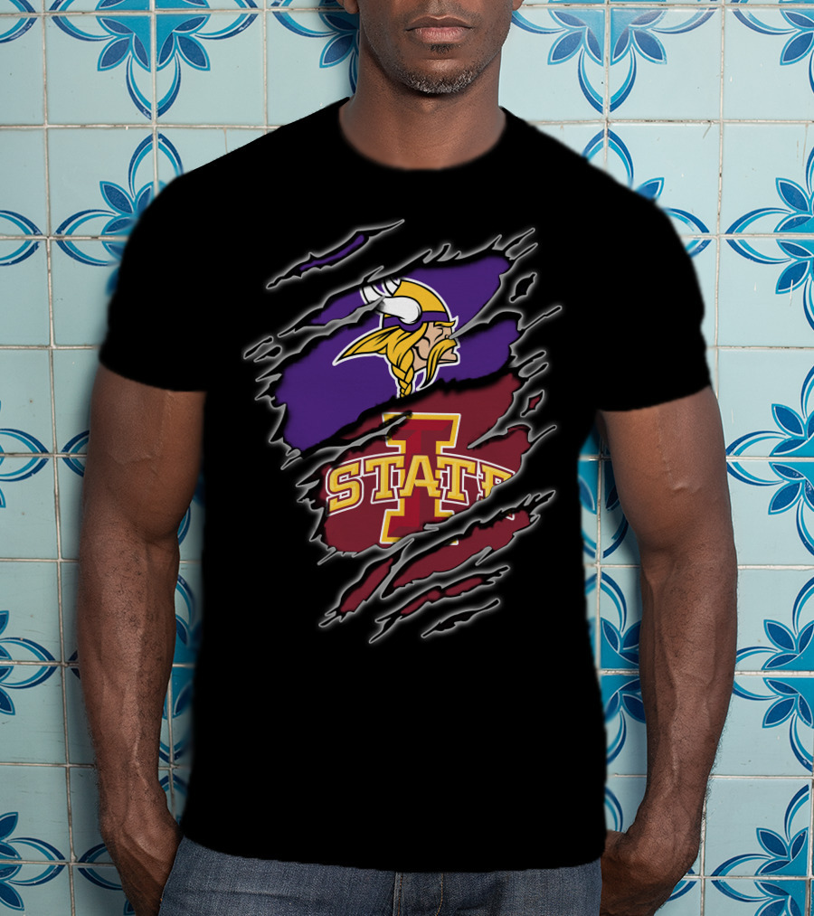 Minnesota Vikings Iowa State Cyclones Torn Claw Marks T-Shirt