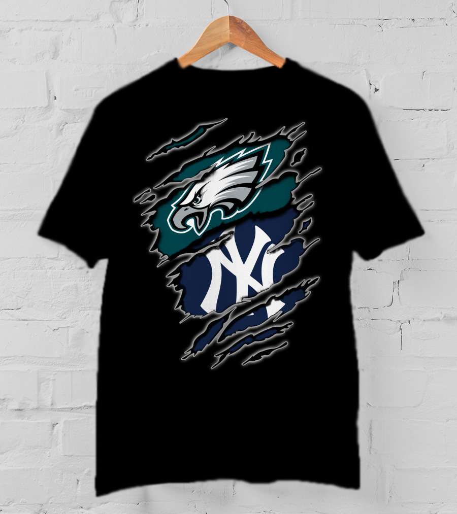 Philadelphia Eagles New York Yankees Logos Combination T-Shirt