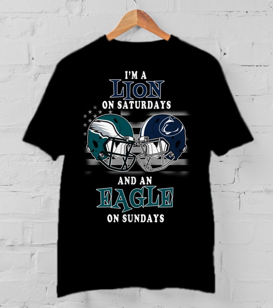 I'm A Lion On Saturdays And An Eagle On Sundays Football Helmets Reflection T-Shirt
