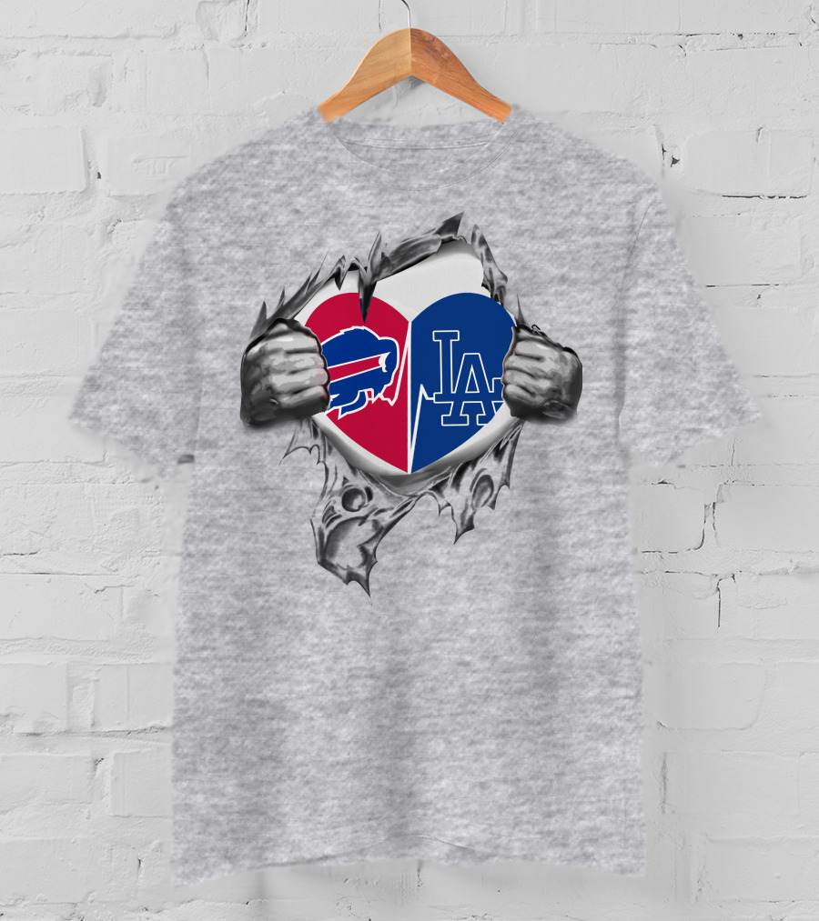 Buffalo Bills Los Angeles Dodgers Heart T-Shirt
