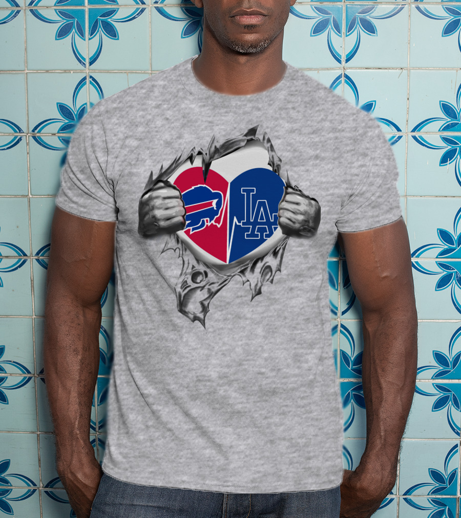 Buffalo Bills Los Angeles Dodgers Heart T-Shirt