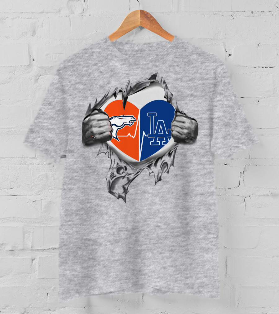 Broncos Dodgers Heart T-Shirt