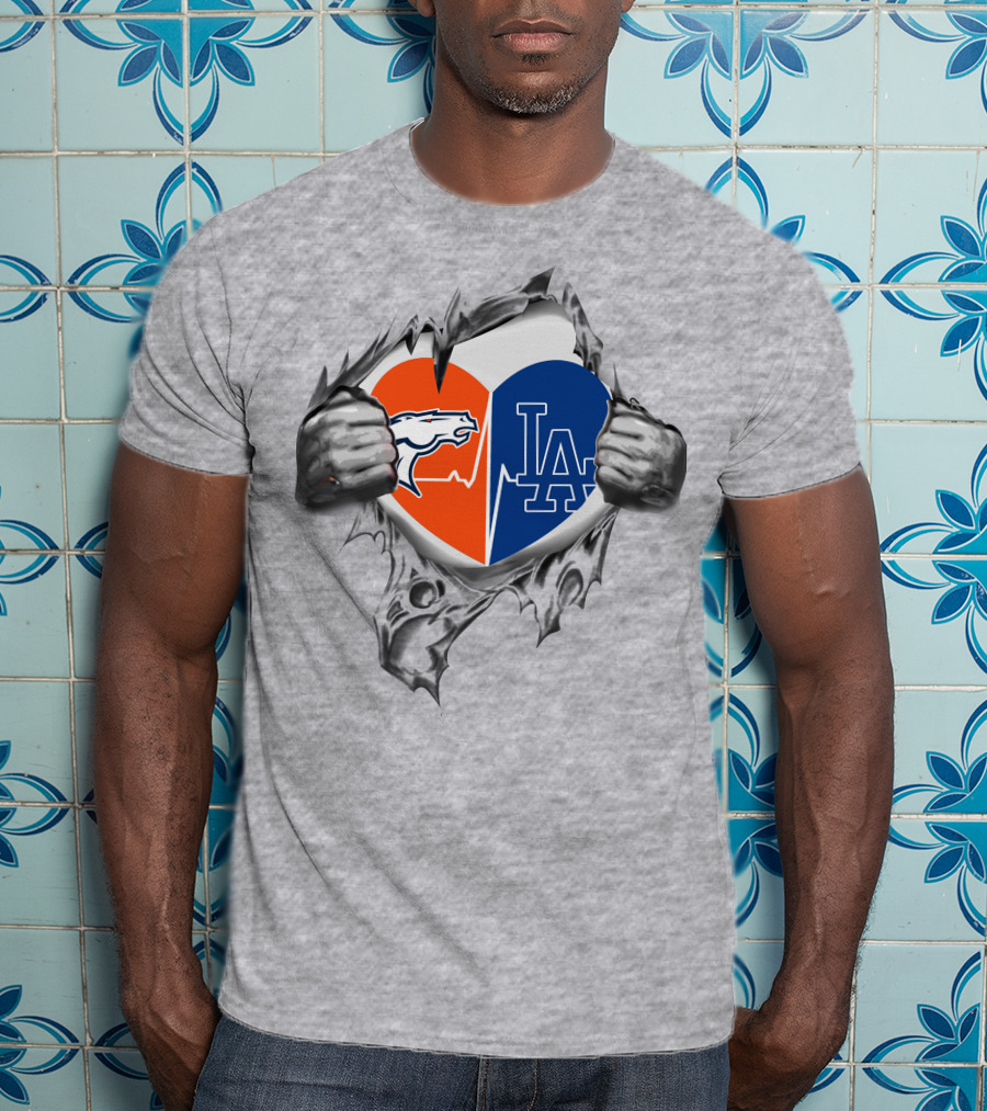 Broncos Dodgers Heart T-Shirt