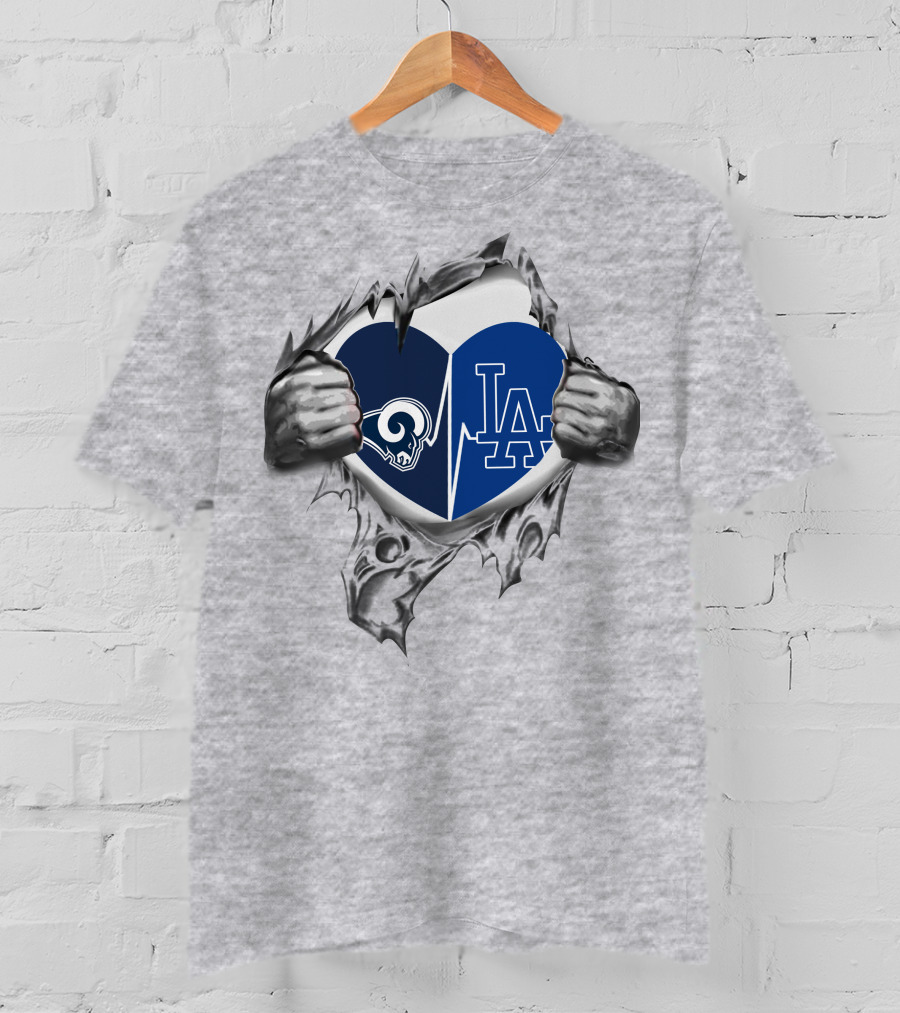 Rams LA Dodgers Heartbeat T-Shirt