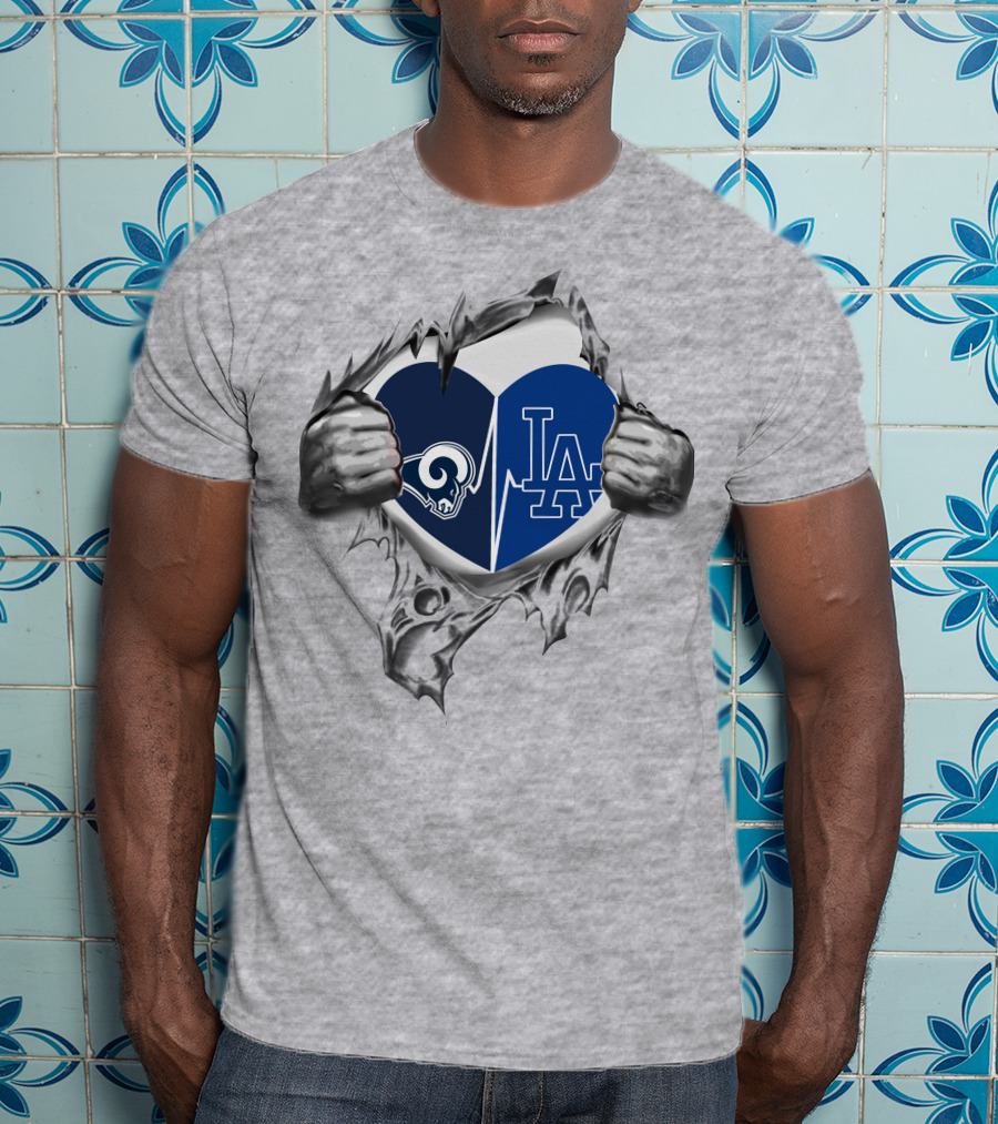 Rams LA Dodgers Heartbeat T-Shirt