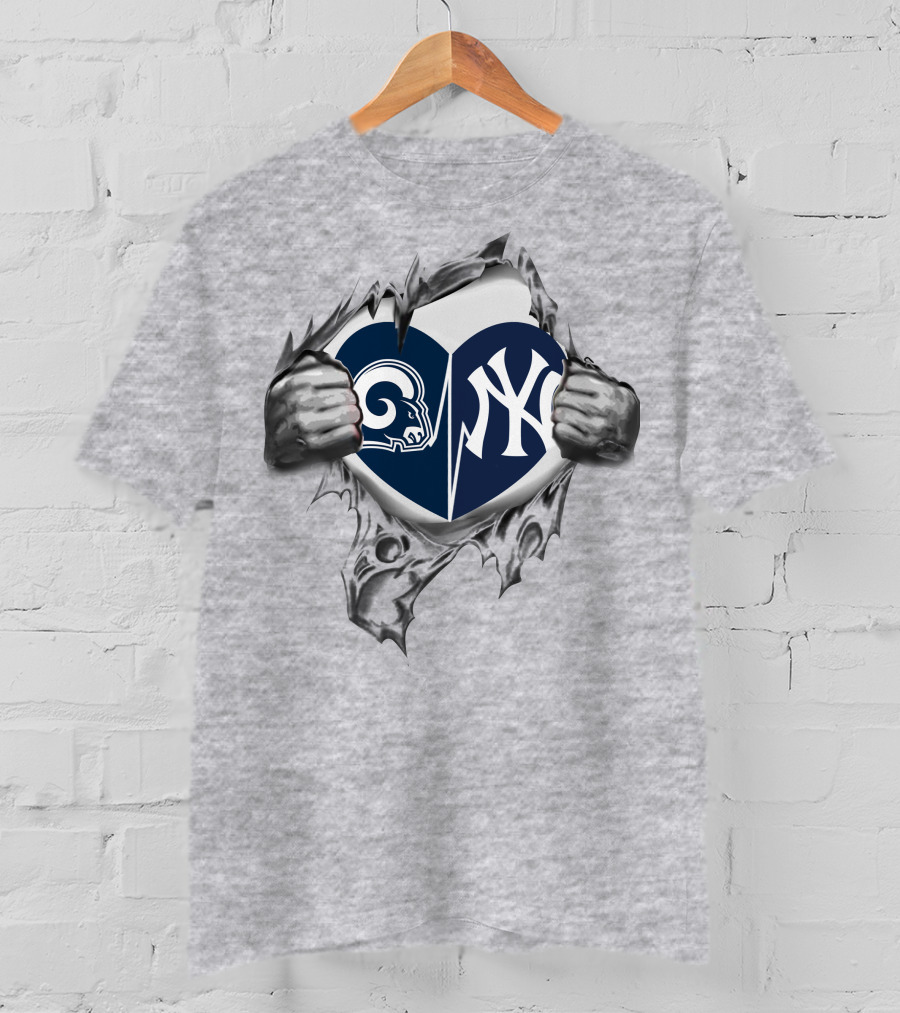 Rams Yankees Heart Rip Split T-Shirt
