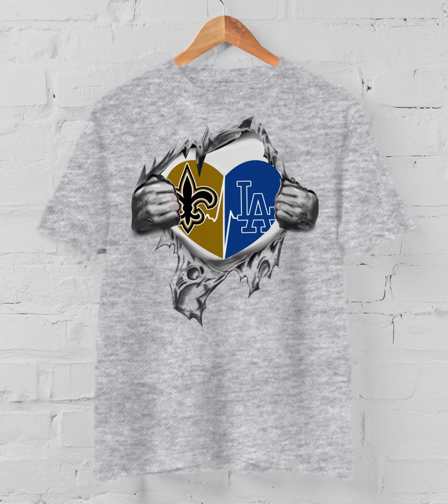 Saints LA Sports Fan Heart Logos Fusion T-Shirt