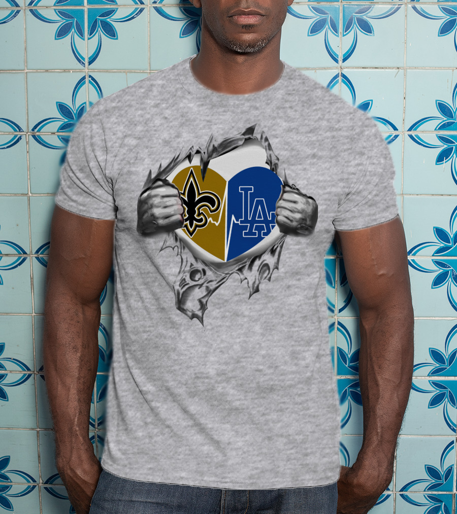 Saints LA Sports Fan Heart Logos Fusion T-Shirt