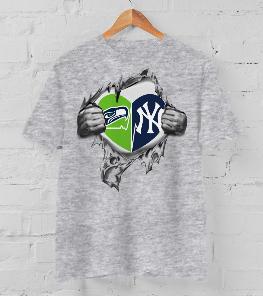Seahawks Yankees Heart T-Shirt