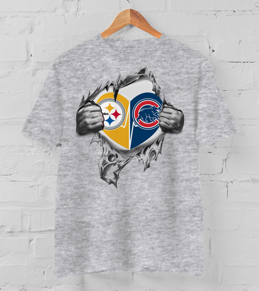 Steelers Cubs Heart Logo Tear T-Shirt