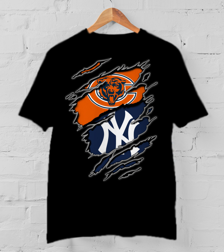 Chicago Bears New York Yankees Crossover T-Shirt