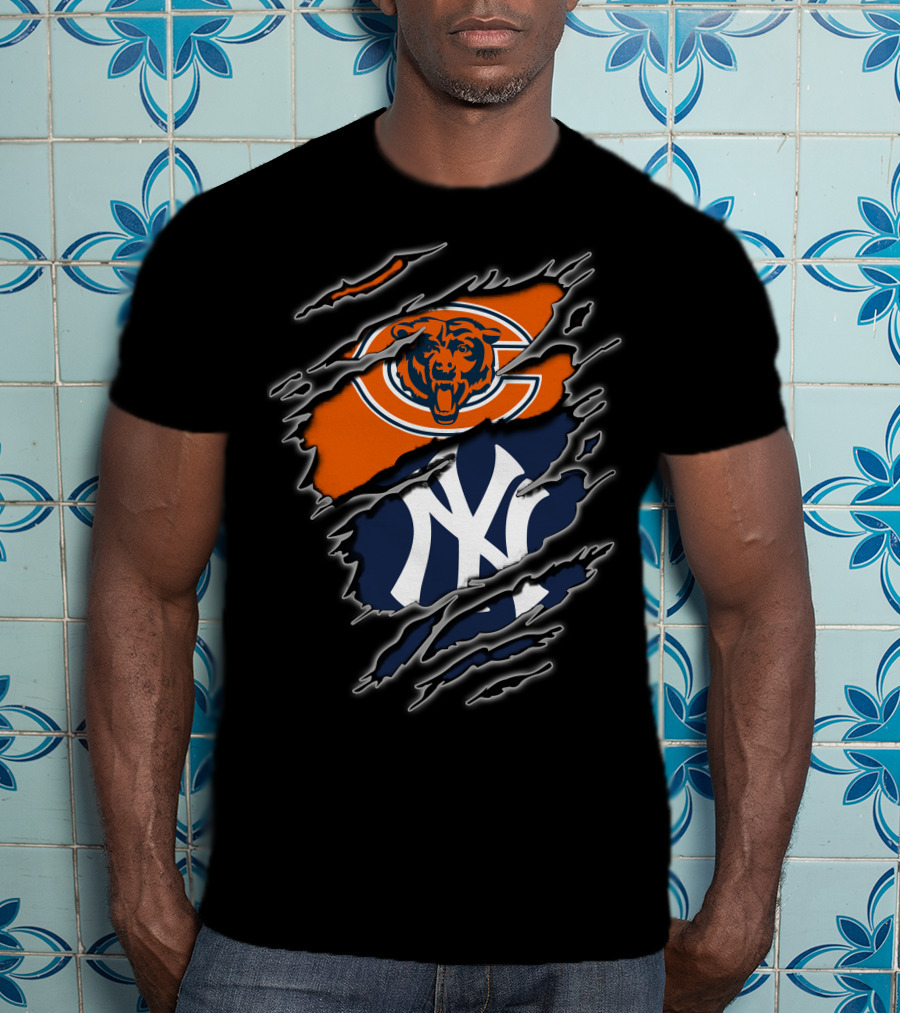 Chicago Bears New York Yankees Crossover T-Shirt