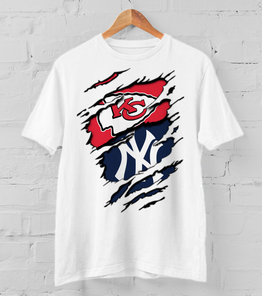 Kansas City Chiefs New York Yankees Logos Clash T-Shirt