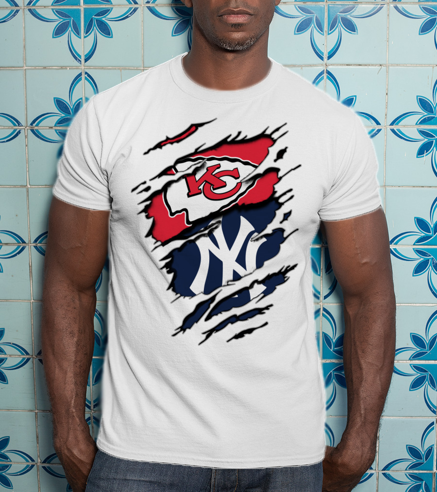 Kansas City Chiefs New York Yankees Logos Clash T-Shirt