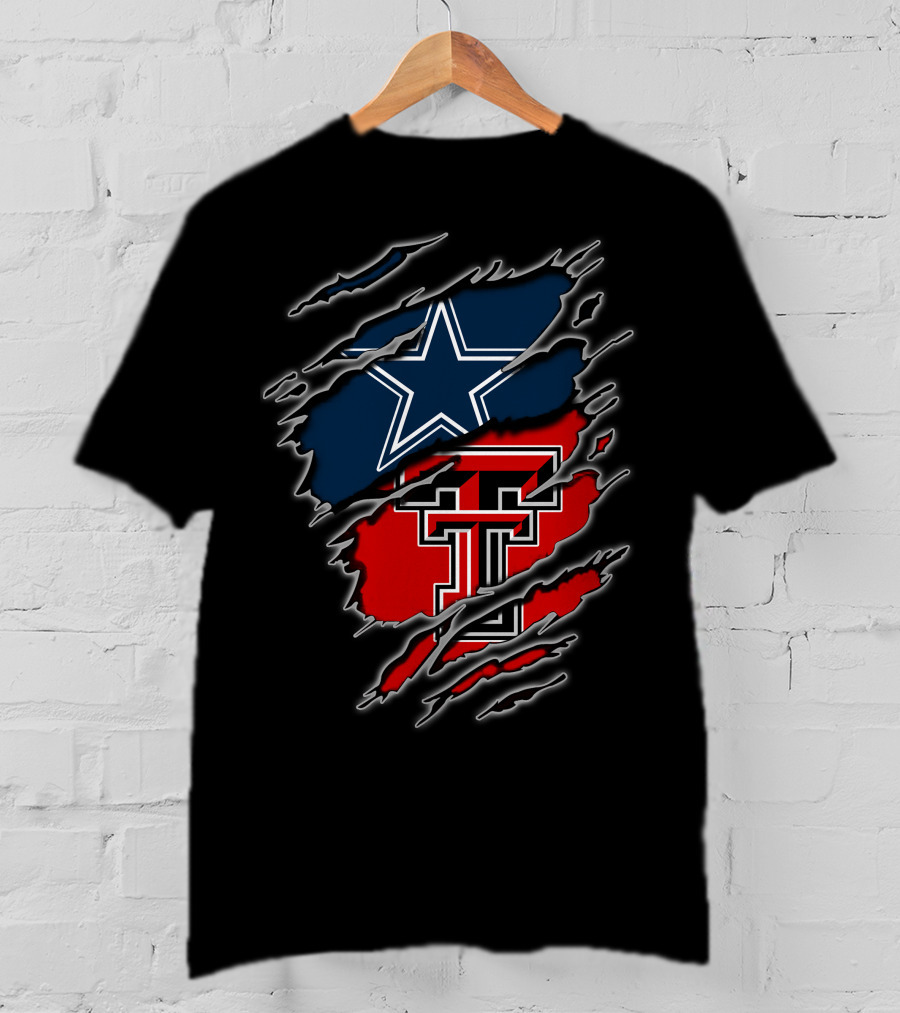 Dallas Cowboys Texas Tech Red Raiders Logo Fusion T-Shirt