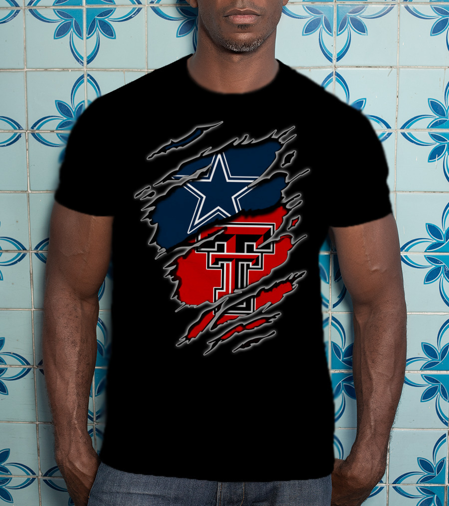 Dallas Cowboys Texas Tech Red Raiders Logo Fusion T-Shirt