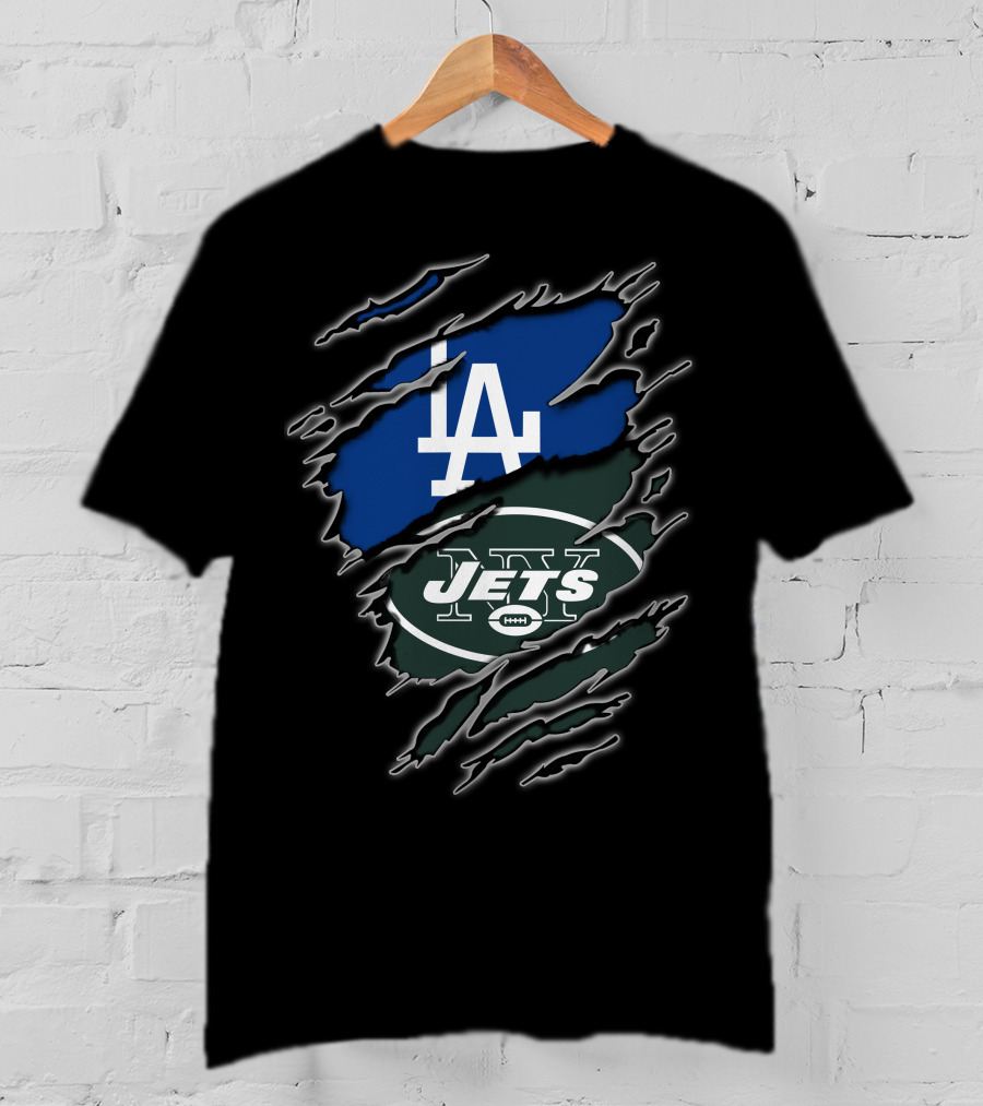 LA Dodgers New York Jets Claw Marks T-Shirt
