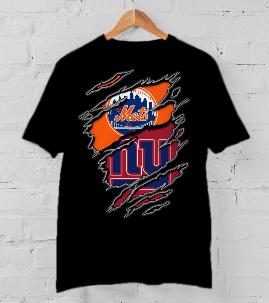 Mets Giants Logo Combo Tear Effect T-Shirt