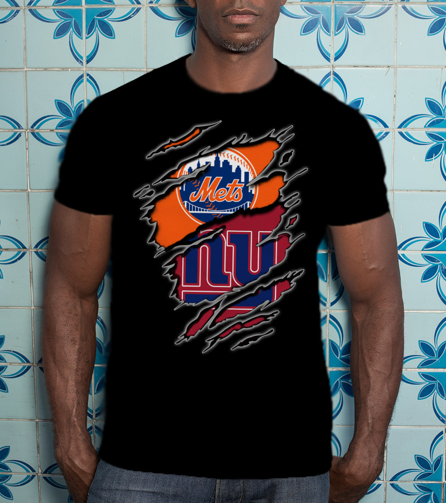 Mets Giants Logo Combo Tear Effect T-Shirt