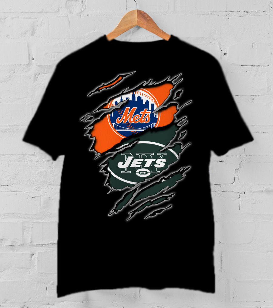 Mets Jets Double Team Fan Pride Mascot T-Shirt