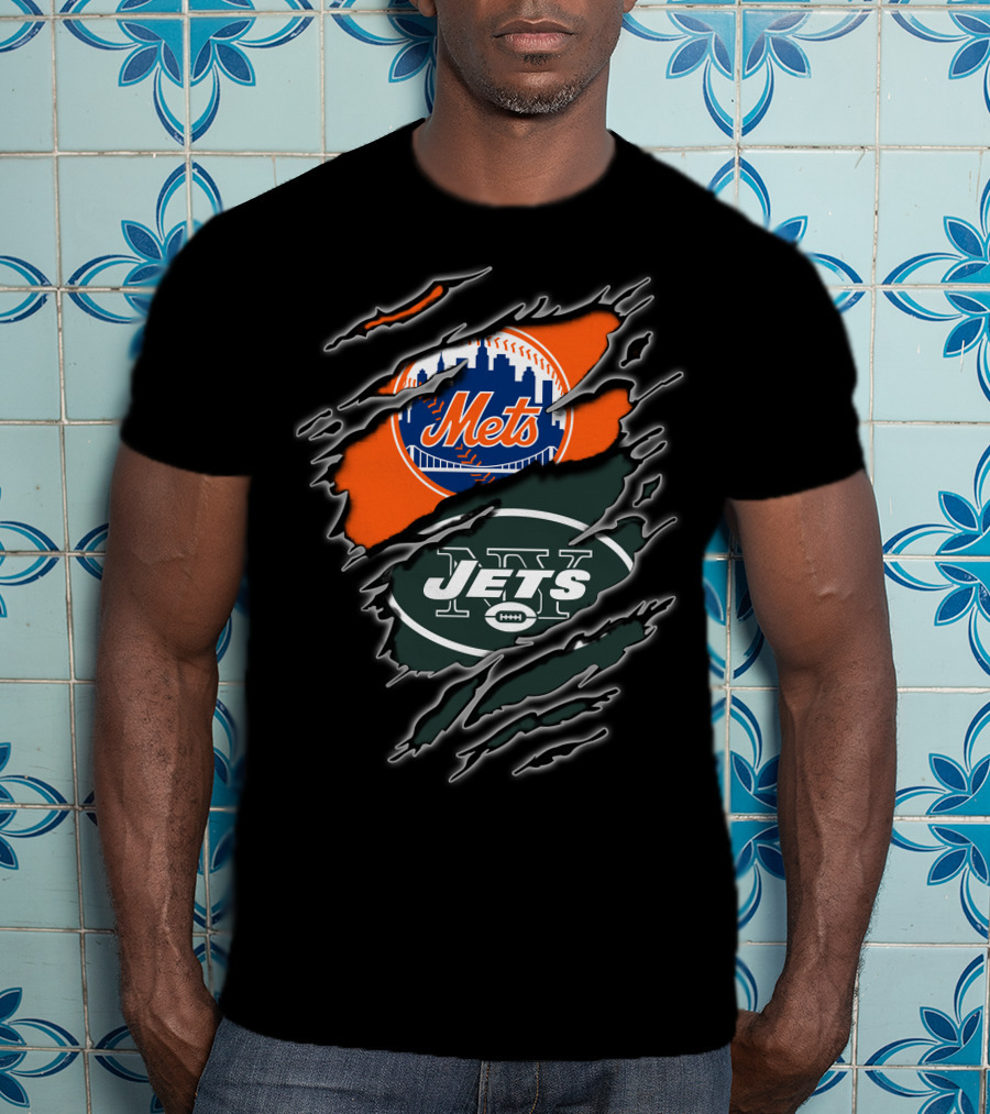 Mets Jets Double Team Fan Pride Mascot T-Shirt