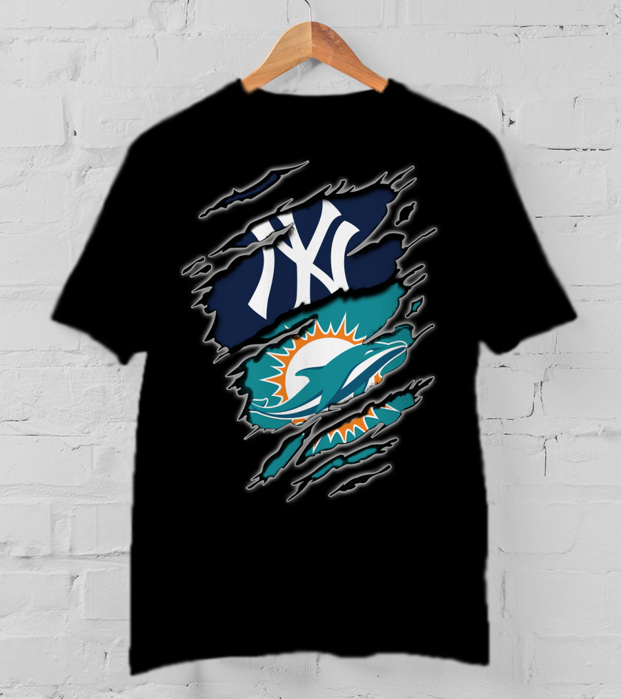 Yankees Dolphins Logos Fusion T-Shirt