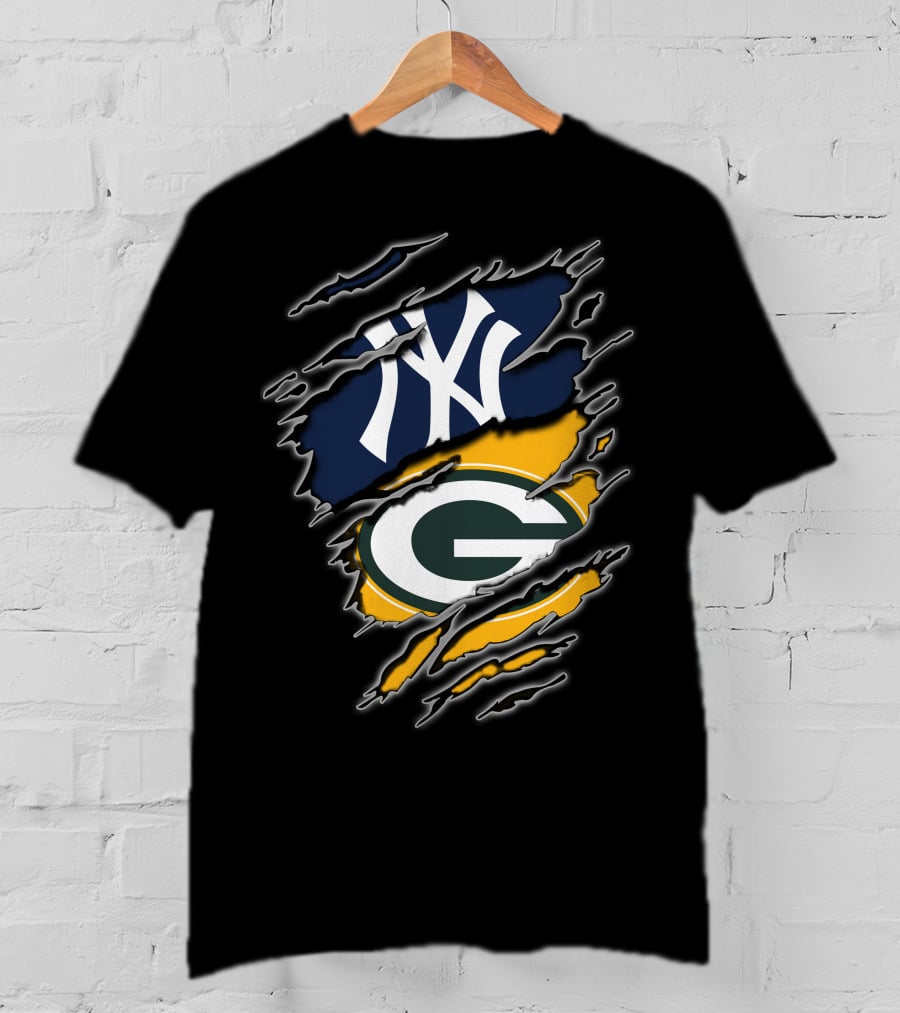 Yankees Packers Dual Team Logo Collaboration T-Shirt