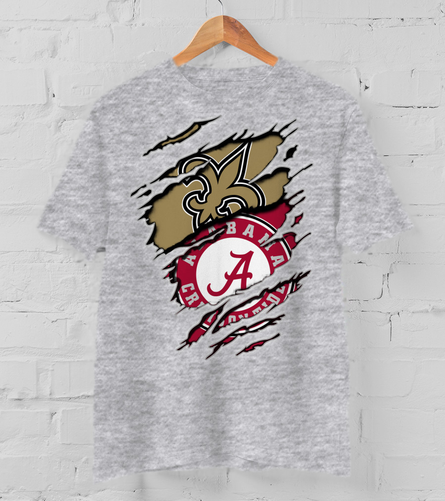 Alabama Crimson Tide New Orleans Saints Torn T-Shirt