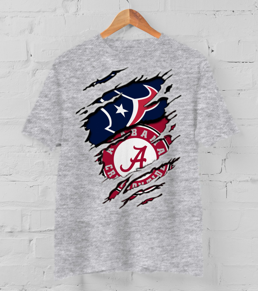 Alabama Crimson Tide Texans Football Torn T-Shirt