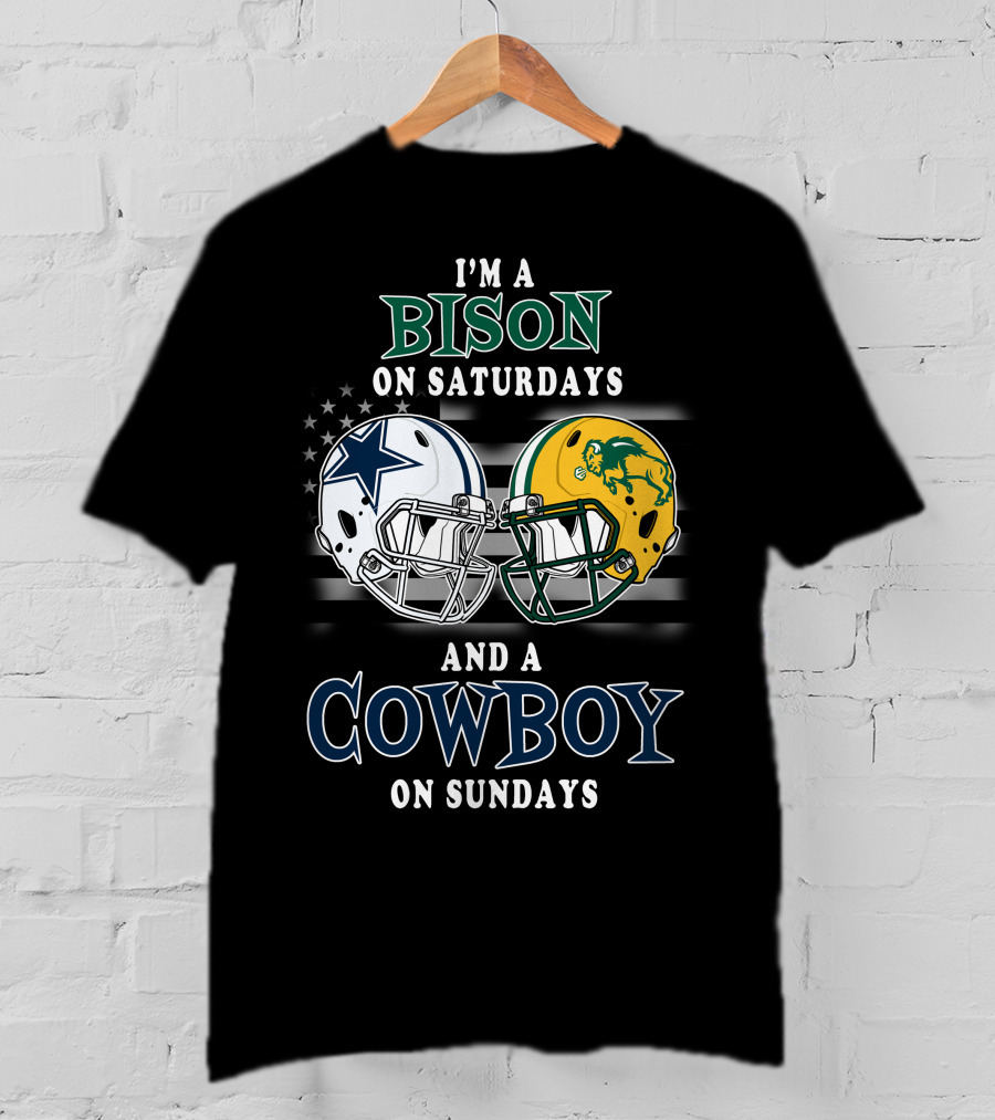 I'm A Bison On Saturdays And A Cowboy On Sundays Football Helmets T-Shirt