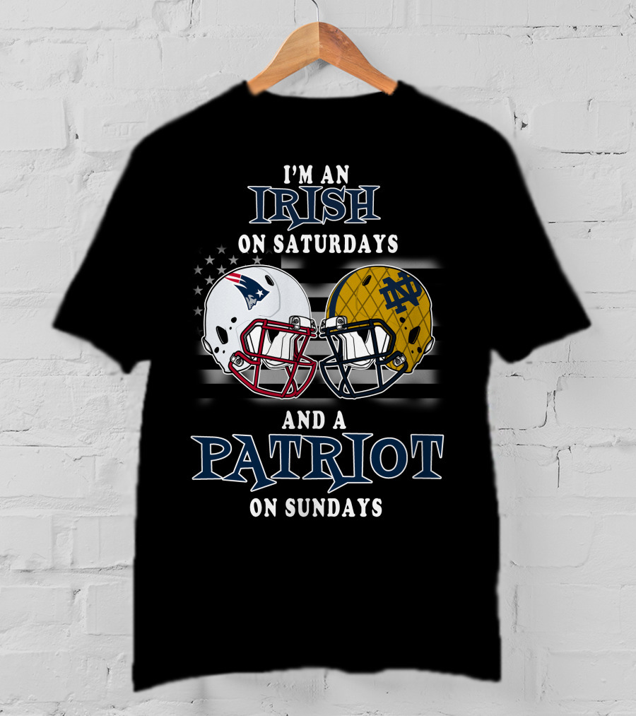 I'm An Irish On Saturdays And A Patriot On Sundays Football Helmets T-Shirt