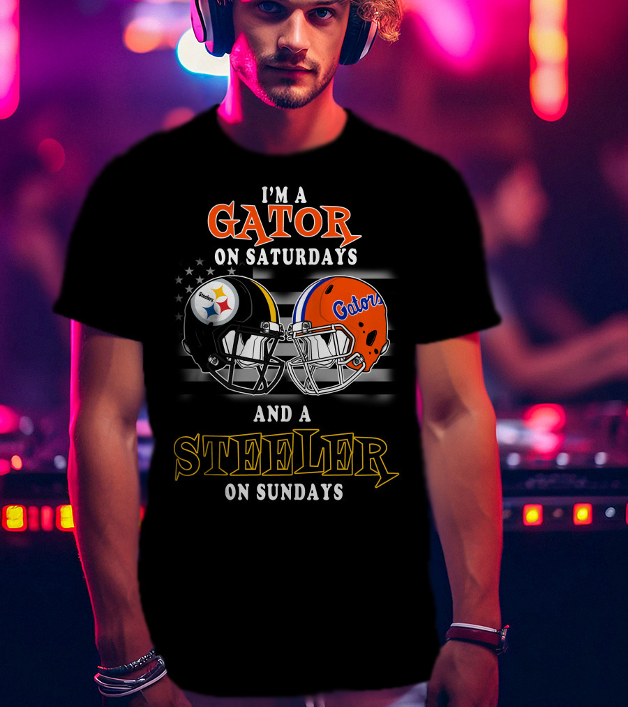 Gator On Saturdays And Steeler On Sundays Football Helmets T-Shirt