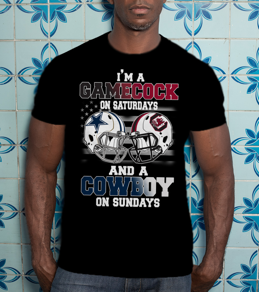 I'm A Gamecock On Saturdays And A Cowboy On Sundays Football Helmets T-Shirt
