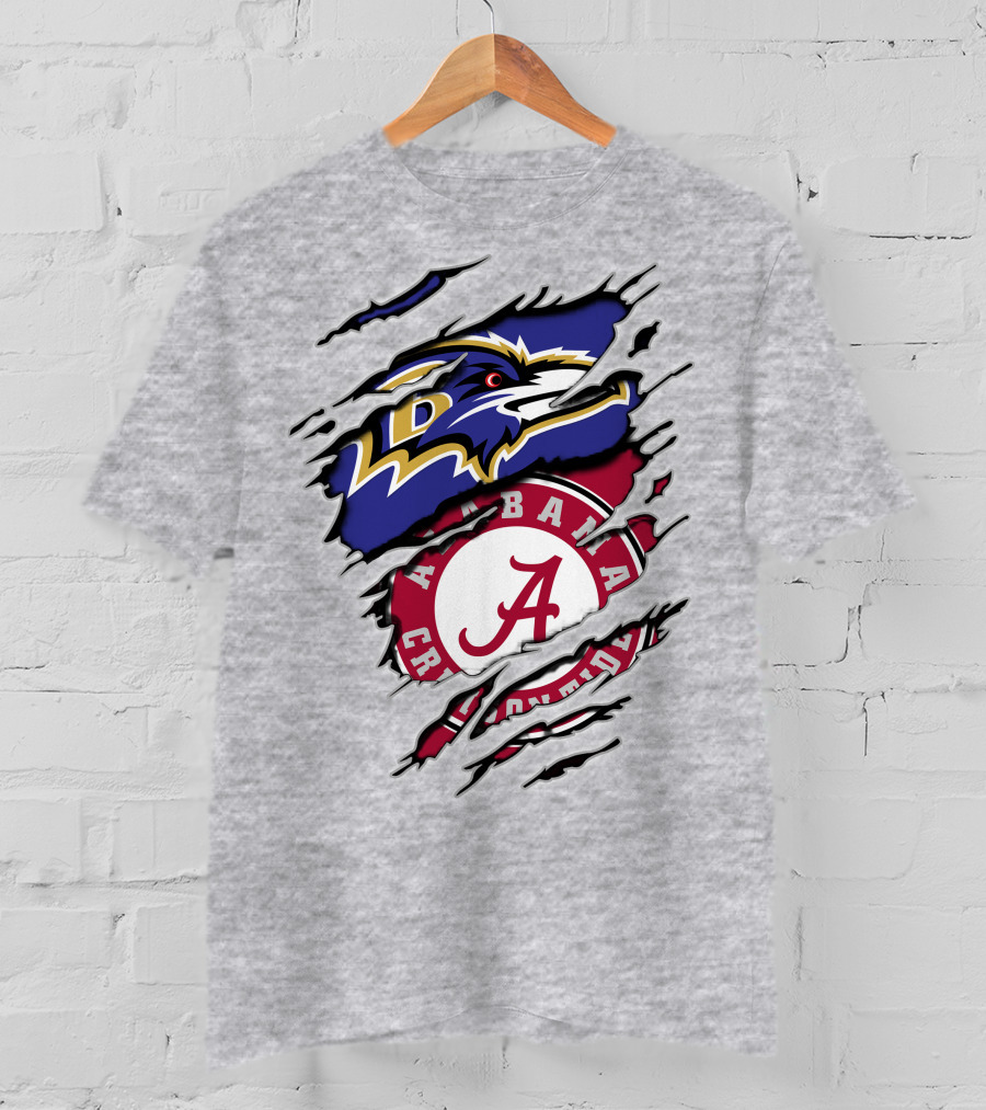 Alabama Crimson Tide Baltimore Ravens Torn T-Shirt