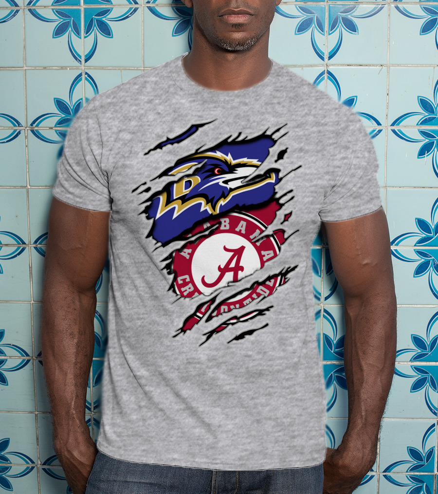 Alabama Crimson Tide Baltimore Ravens Torn T-Shirt