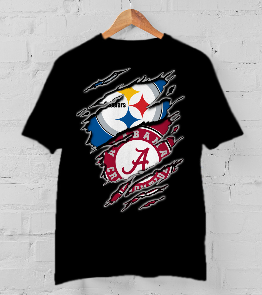 Alabama Crimson Tide And Pittsburgh Steelers Crossover T-Shirt