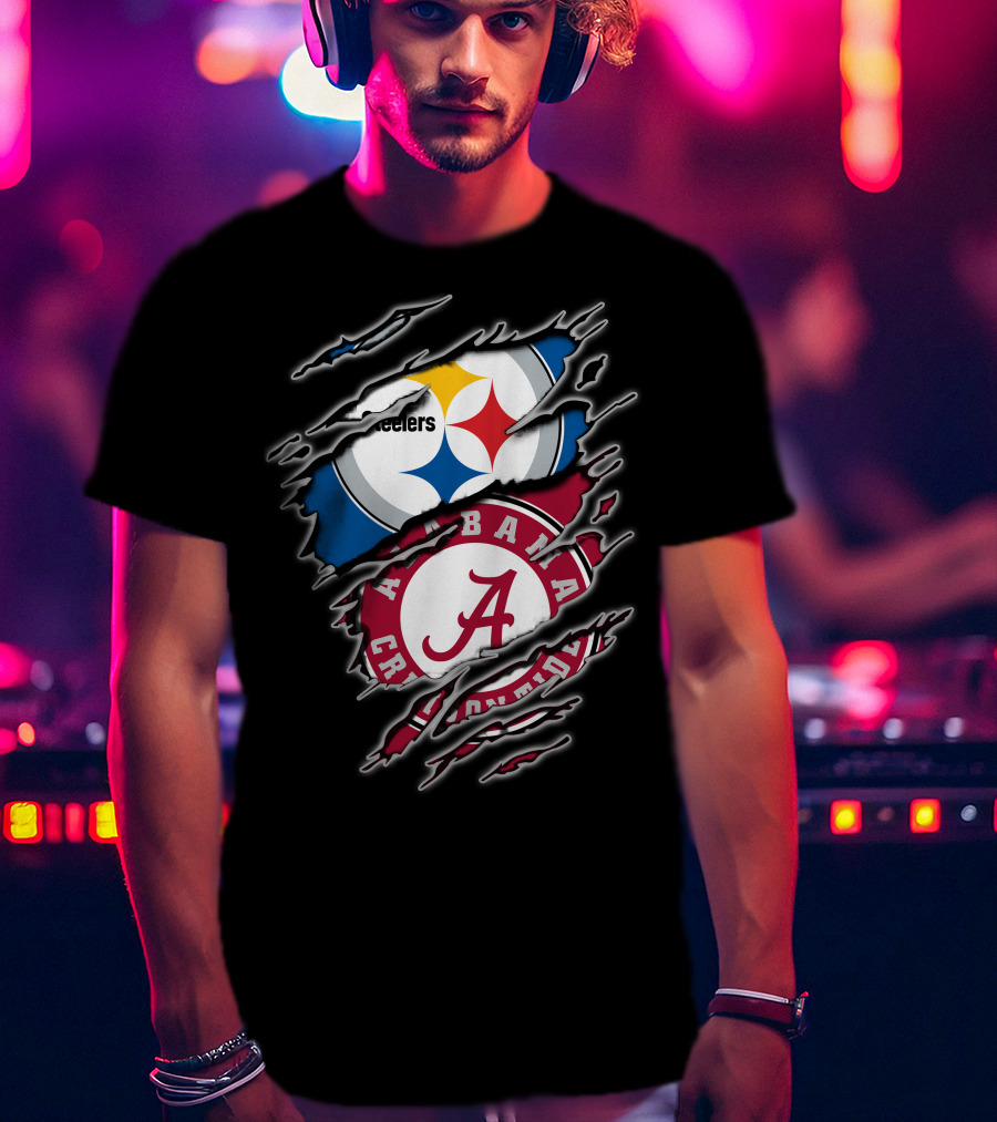 Alabama Crimson Tide And Pittsburgh Steelers Crossover T-Shirt