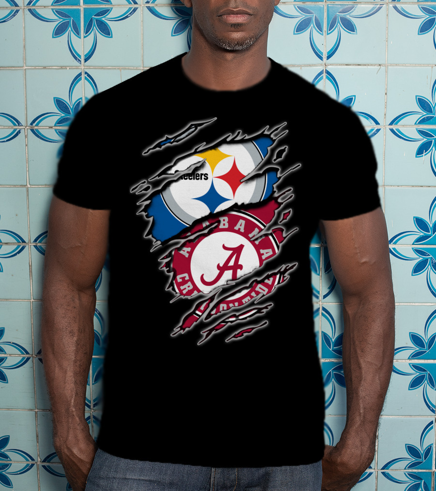 Alabama Crimson Tide And Pittsburgh Steelers Crossover T-Shirt