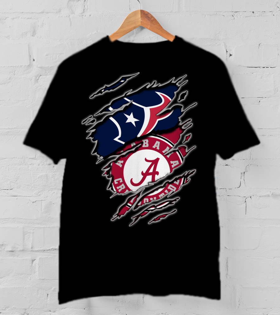 Alabama Crimson Tide Houston Texans Fan Pride Combo T-Shirt