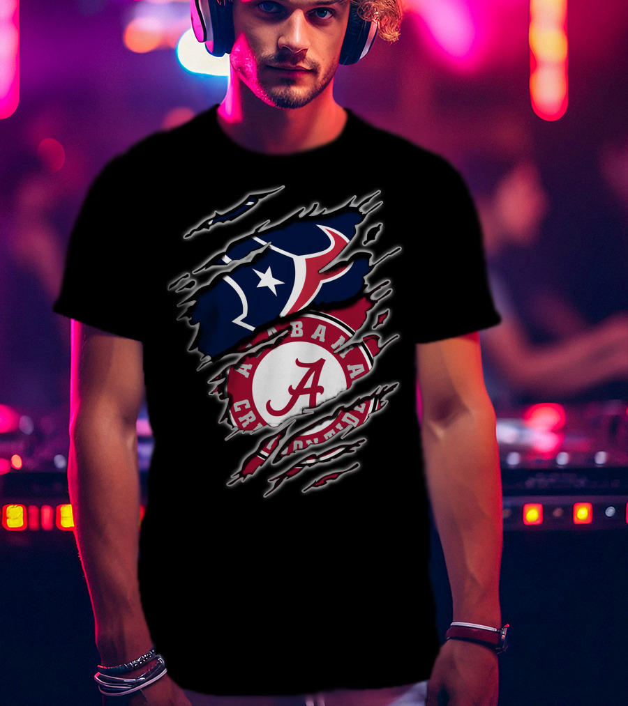 Alabama Crimson Tide Houston Texans Fan Pride Combo T-Shirt