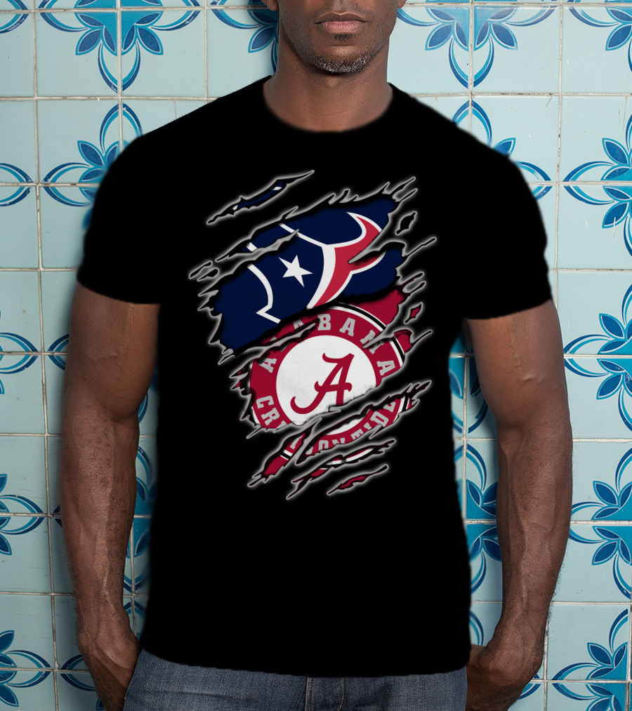 Alabama Crimson Tide Houston Texans Fan Pride Combo T-Shirt