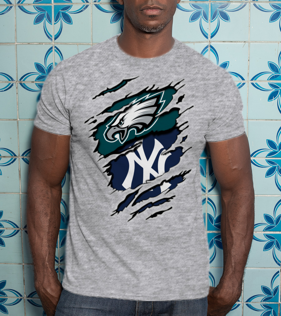 Philadelphia Eagles New York Yankees Fan Crossover T-Shirt