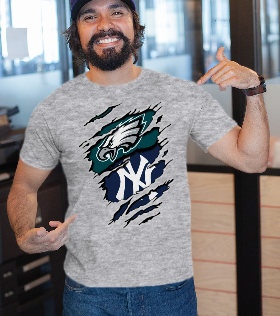 Philadelphia Eagles New York Yankees Fan Crossover T-Shirt