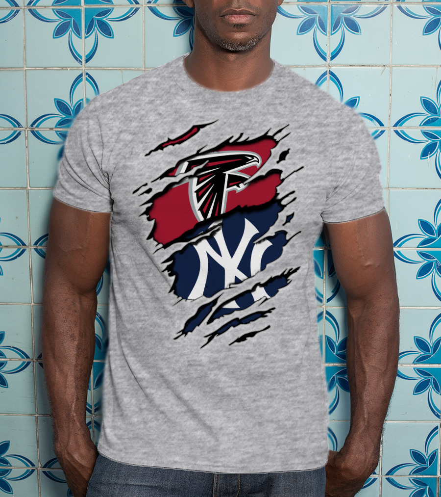 Atlanta Falcons New York Yankees Logo Mashup T-Shirt