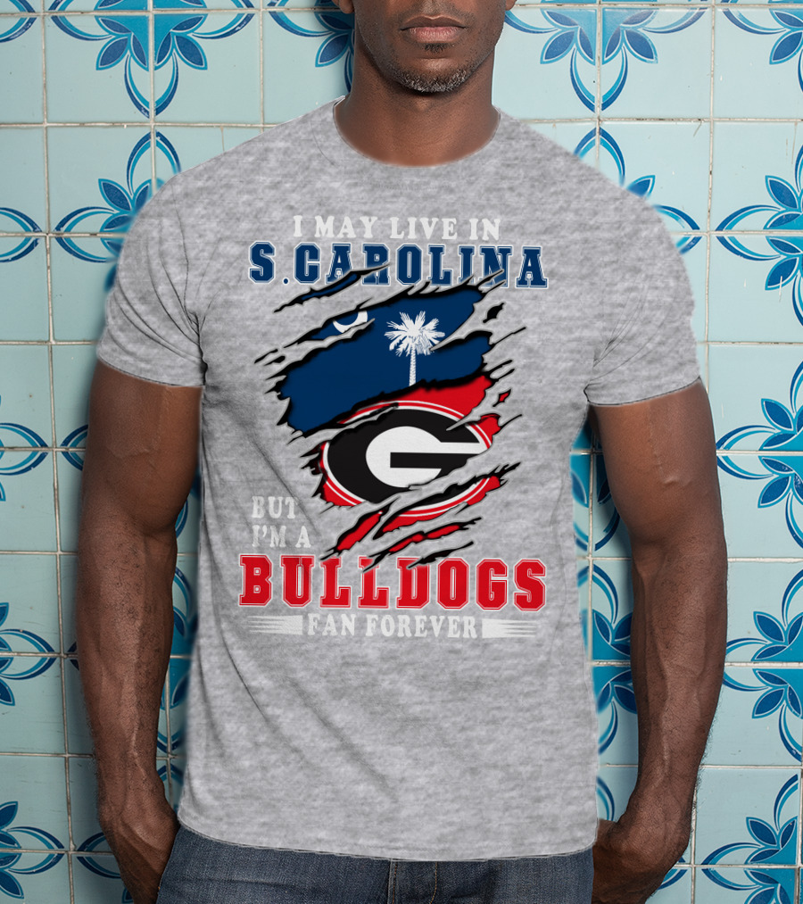 S. Carolina Bulldogs Fan Forever Bulldogs Logo Palma Tree And Crescent Moon T-Shirt