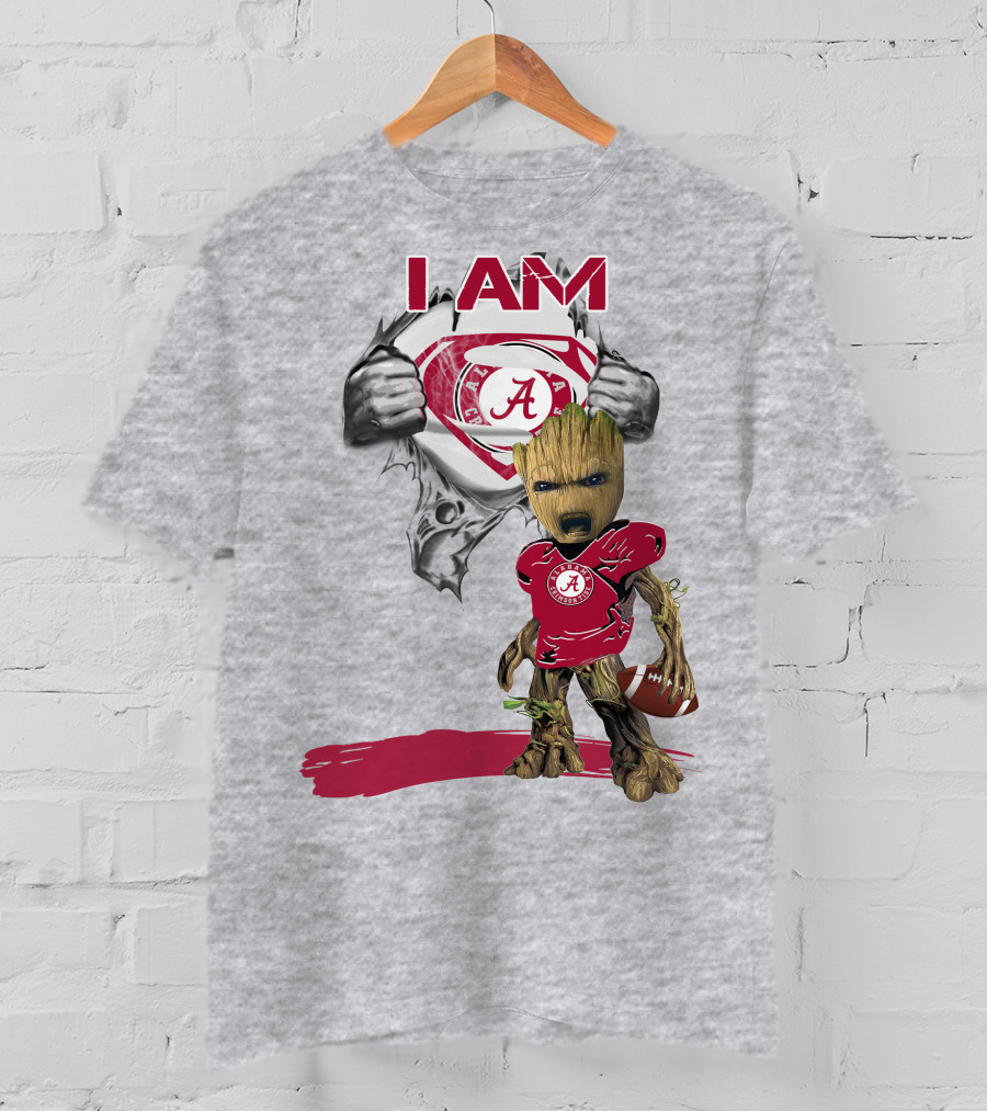 I Am Alabama Baby Groot Football Hero T-Shirt